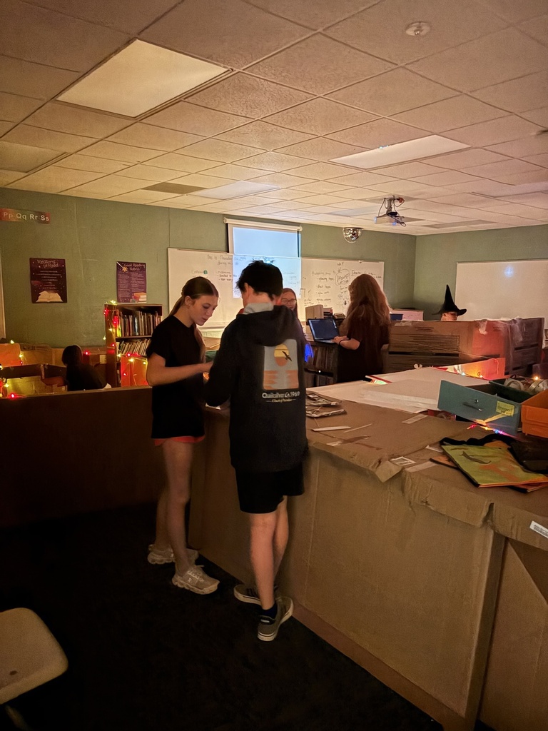 Mrs. Pfizenmaier's 8th grade STEAM students transformed an unused classroom at the middle school develop their Halloween Haunted Candy Factory maze for first and second graders.