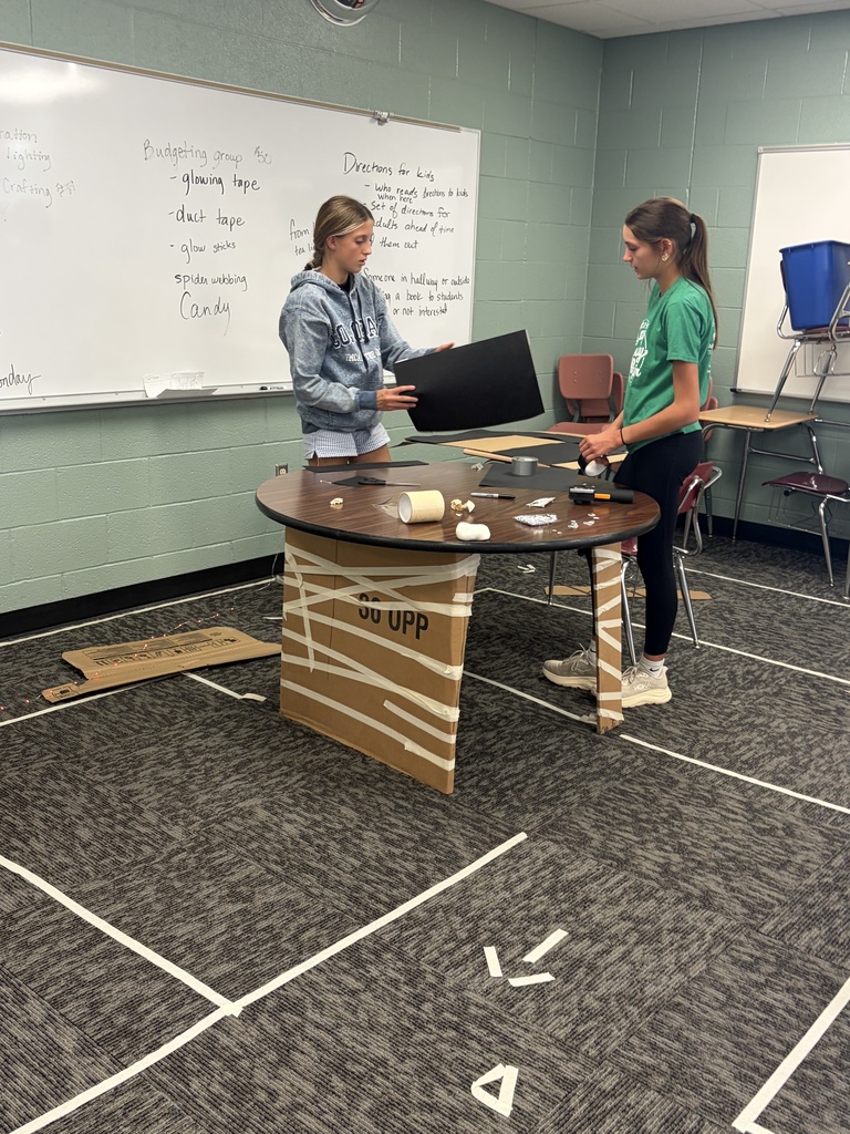 Mrs. Pfizenmaier's 8th grade STEAM students transformed an unused classroom at the middle school develop their Halloween Haunted Candy Factory maze for first and second graders.