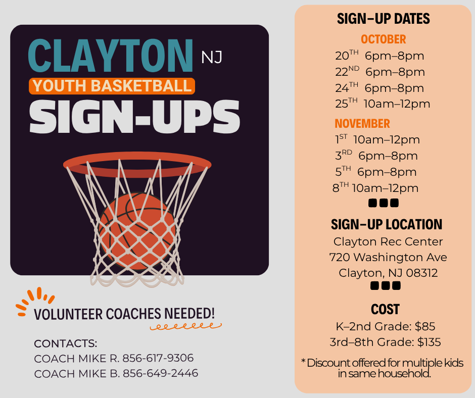 Clayton Youth Basketball Sign ups