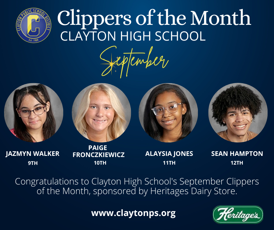 Clayton HS Clippers of the Month for September 2025