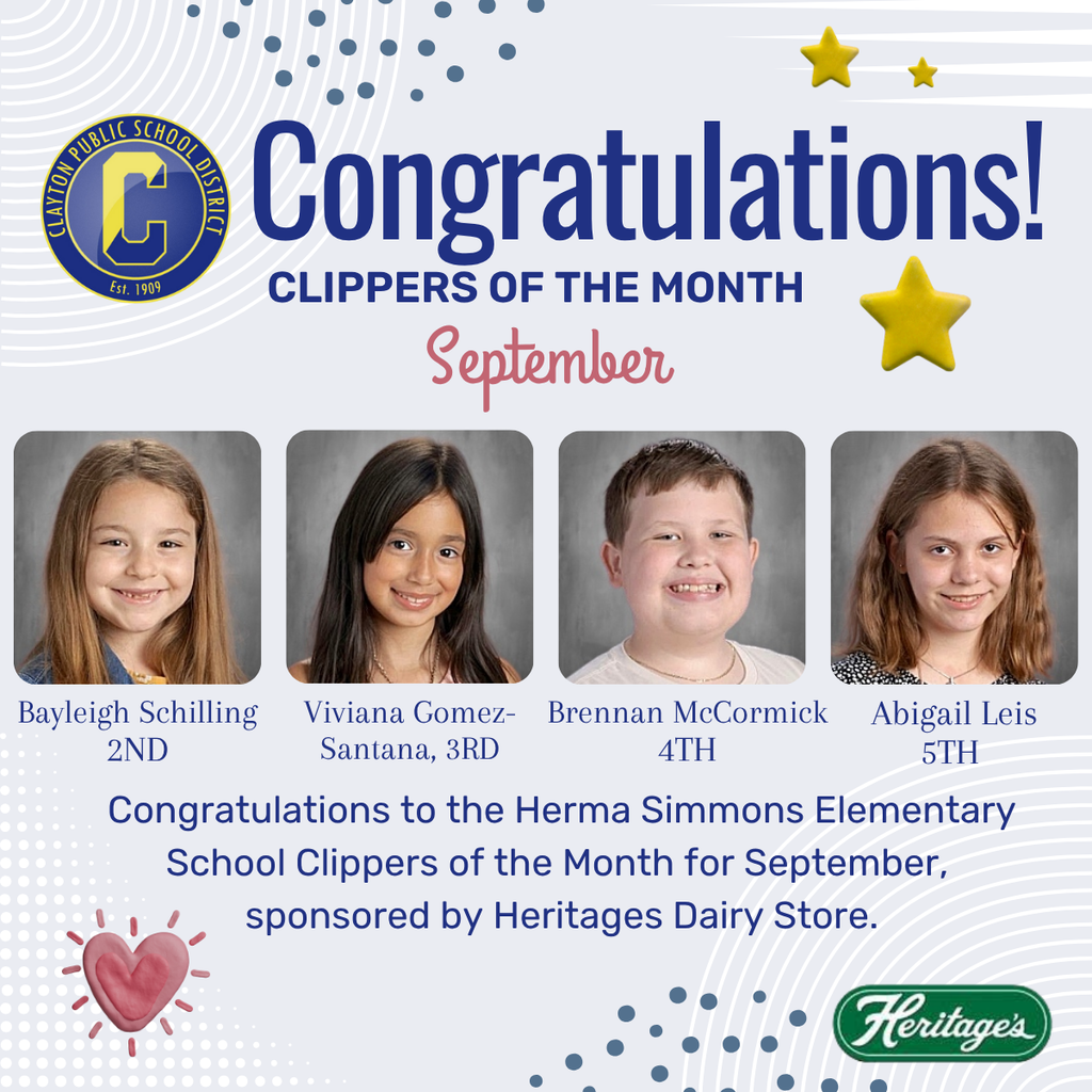 Clippers of the Month for ES September Grades 2nd - 5th
