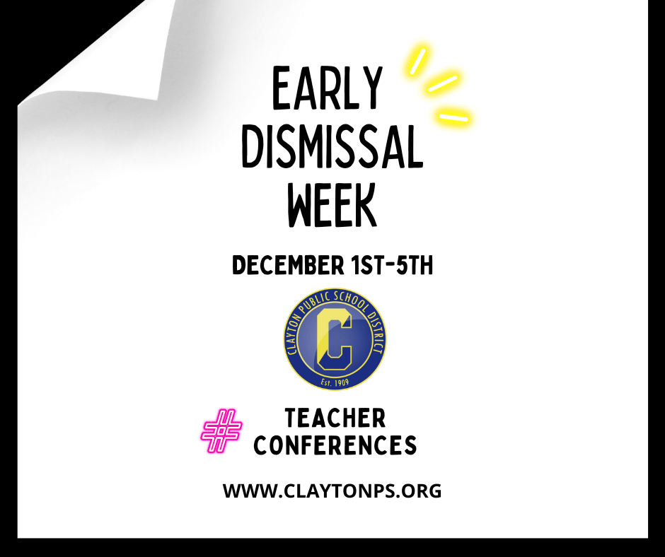 SCHEDULE UPDATE EARLY DISMISSAL ALL WEEK 12/1-12/5