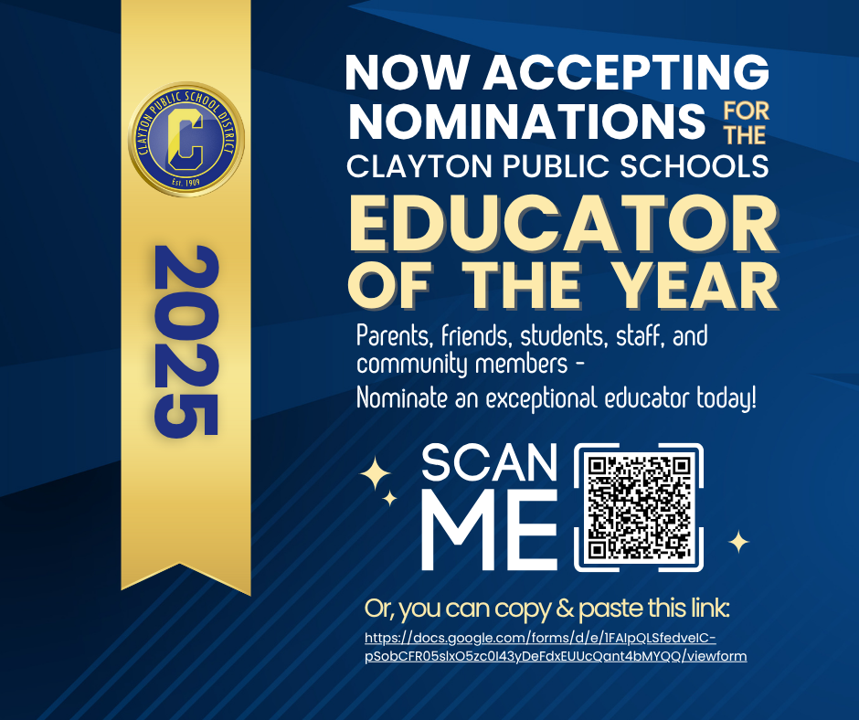 NOW ACCEPTING NOMINATIONS FOR THE 2025 EDUCATOR OF THE YEAR