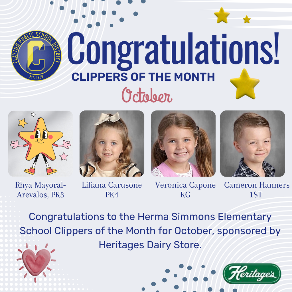 Prek-1st Clippers of the month