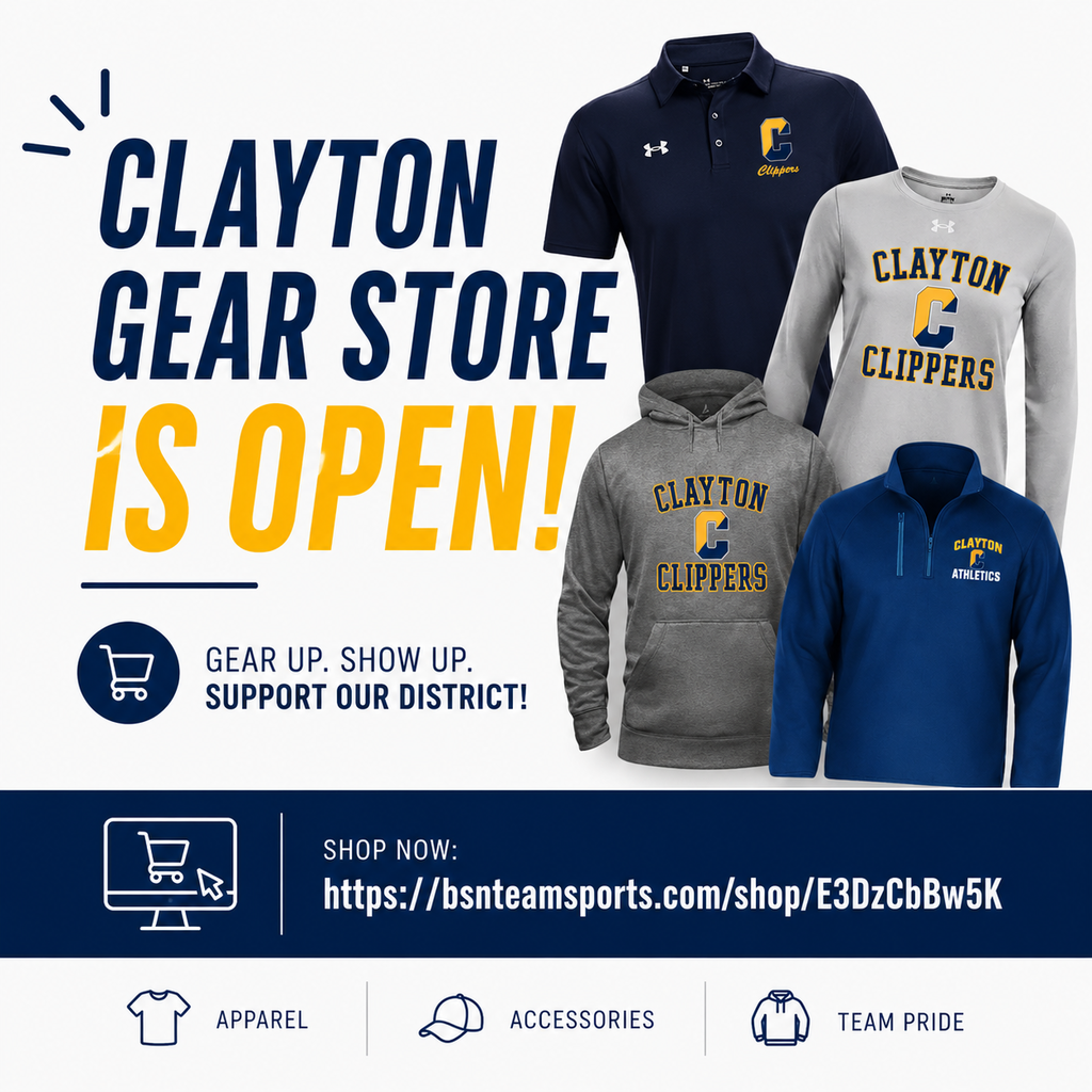 link to clayton school spirit gear store: https://bsnteamsports.com/shop/E3DzCbBw5K/myteamshop/1091