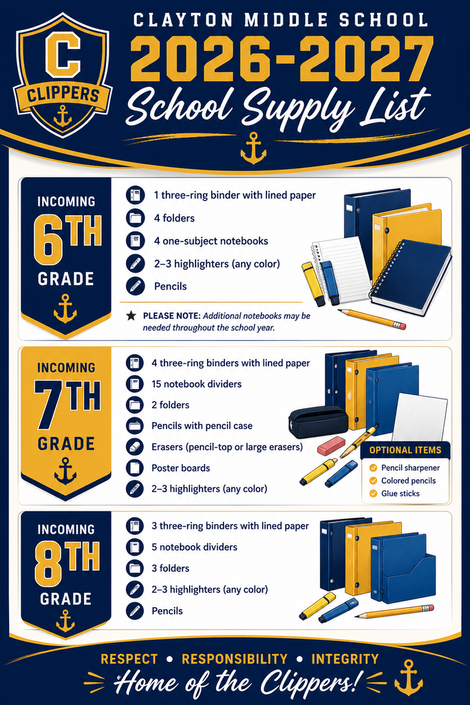 Supply List for Clayton Middle School