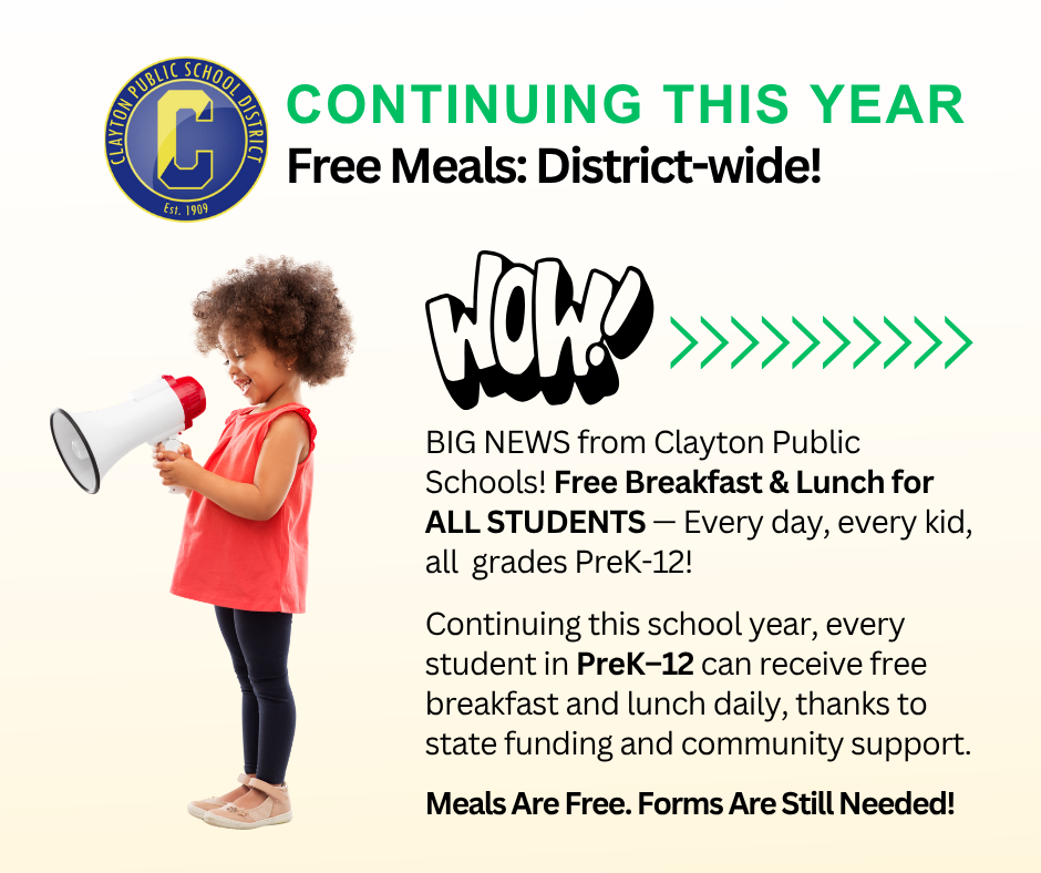 Free Meals District Wide. Forms are still needed. 