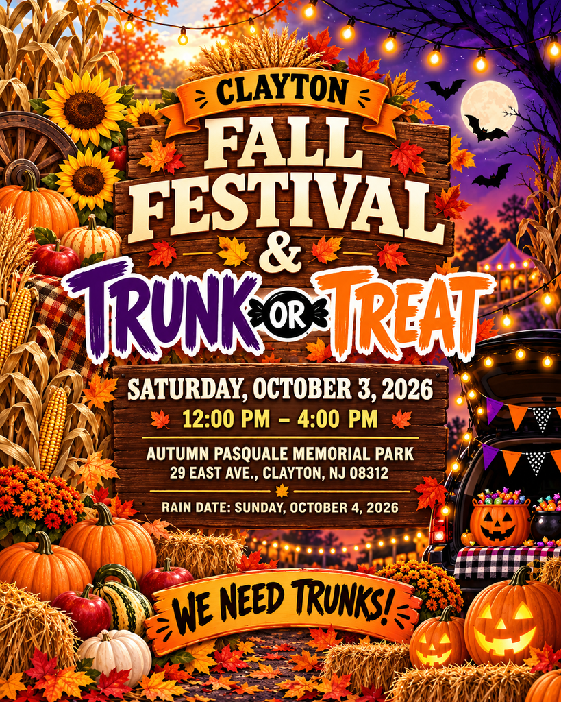 Clayton's Fall Festival & Trunk or Treat 10/3/2026  12-4