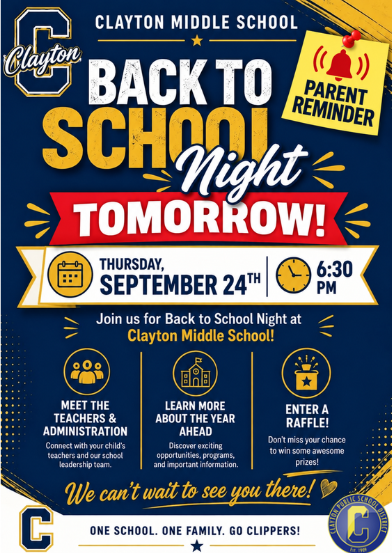 CMS Back to School Night 9/24 at 6:30