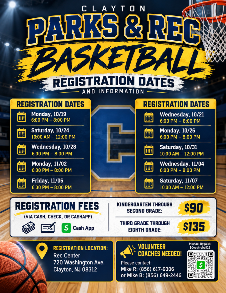 Clayton Parks & Rec Basketball Registration Info 2026
