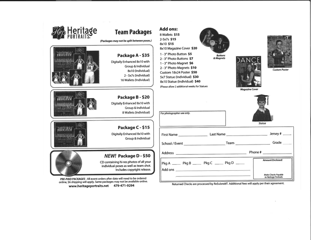 Fall Sports Order Form