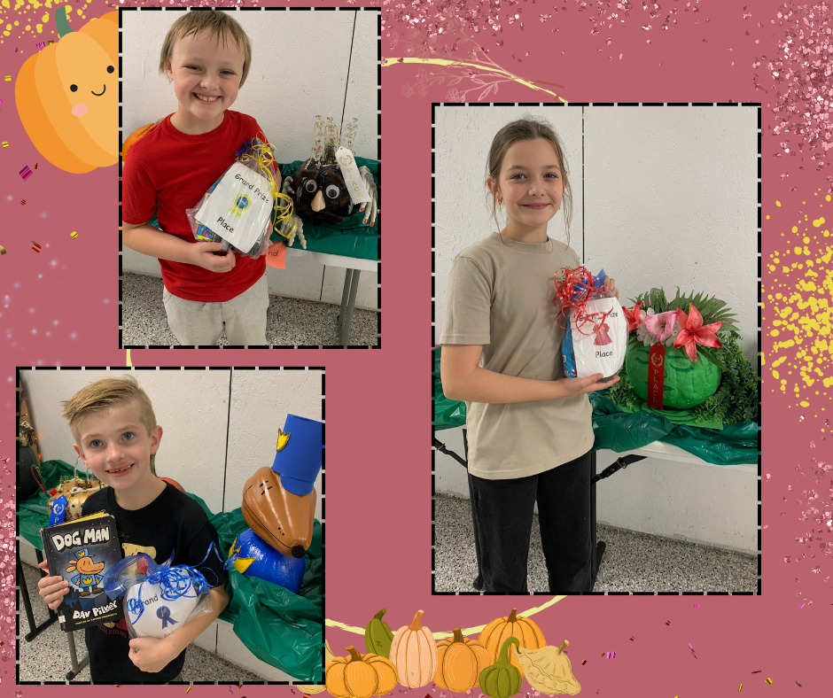 flyer with pictures of students showing their pumpkins