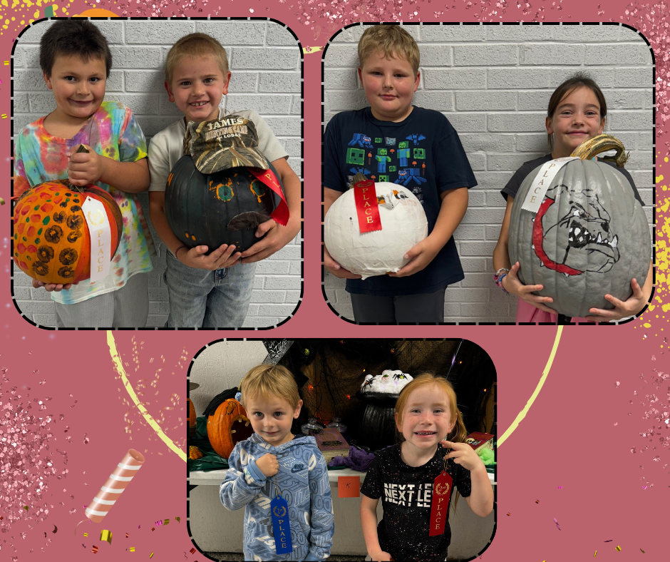 flyer with pictures of students showing their pumpkins