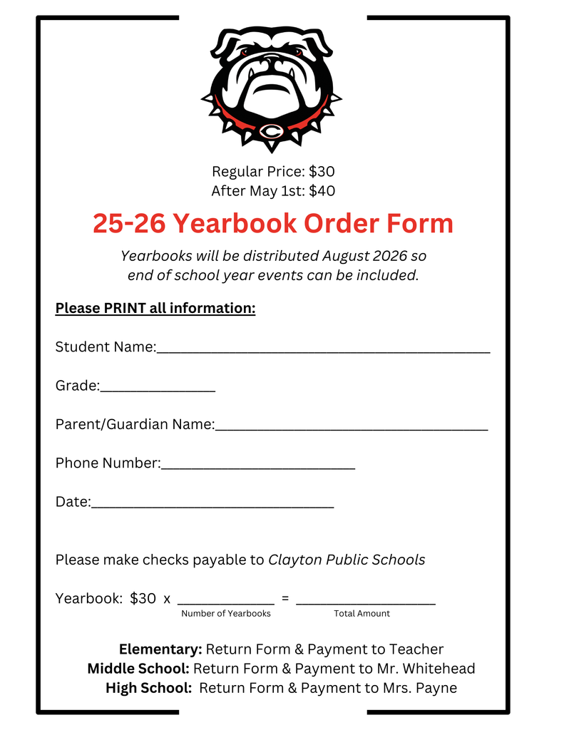 Yearbook Order Form