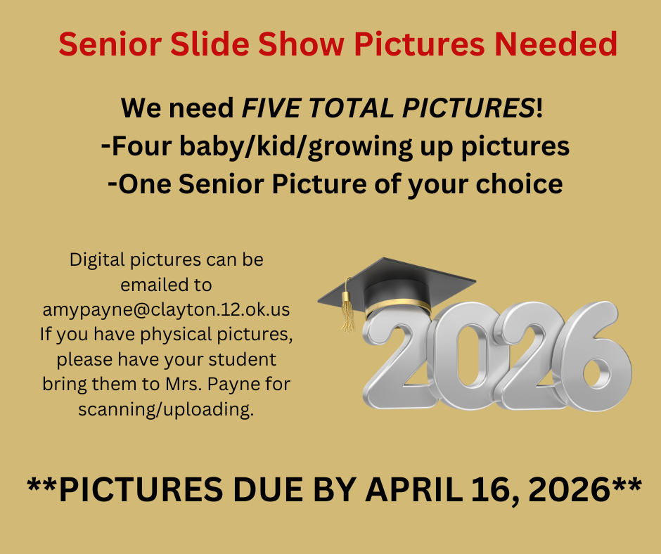 Senior Slide Show 2026 Pictures Needed