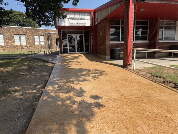 photo of entry of high school showing improvements