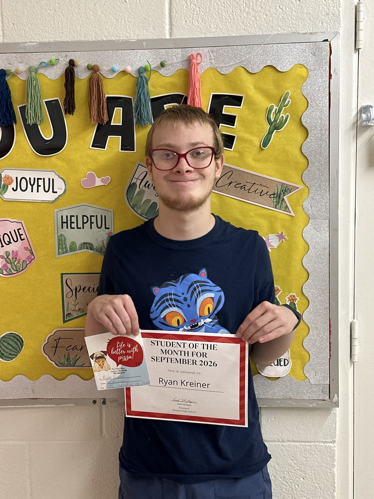 September High School Student of the Month, Ryan Kreiner.