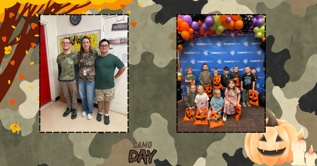pictures of staff and students dress up in camo fashion