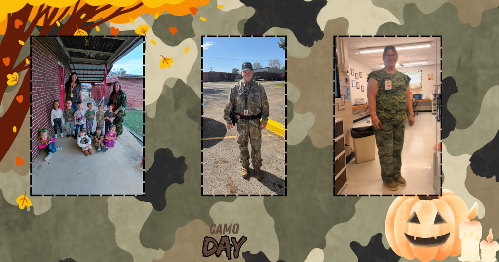 pictures of staff and students dress up in camo fashion