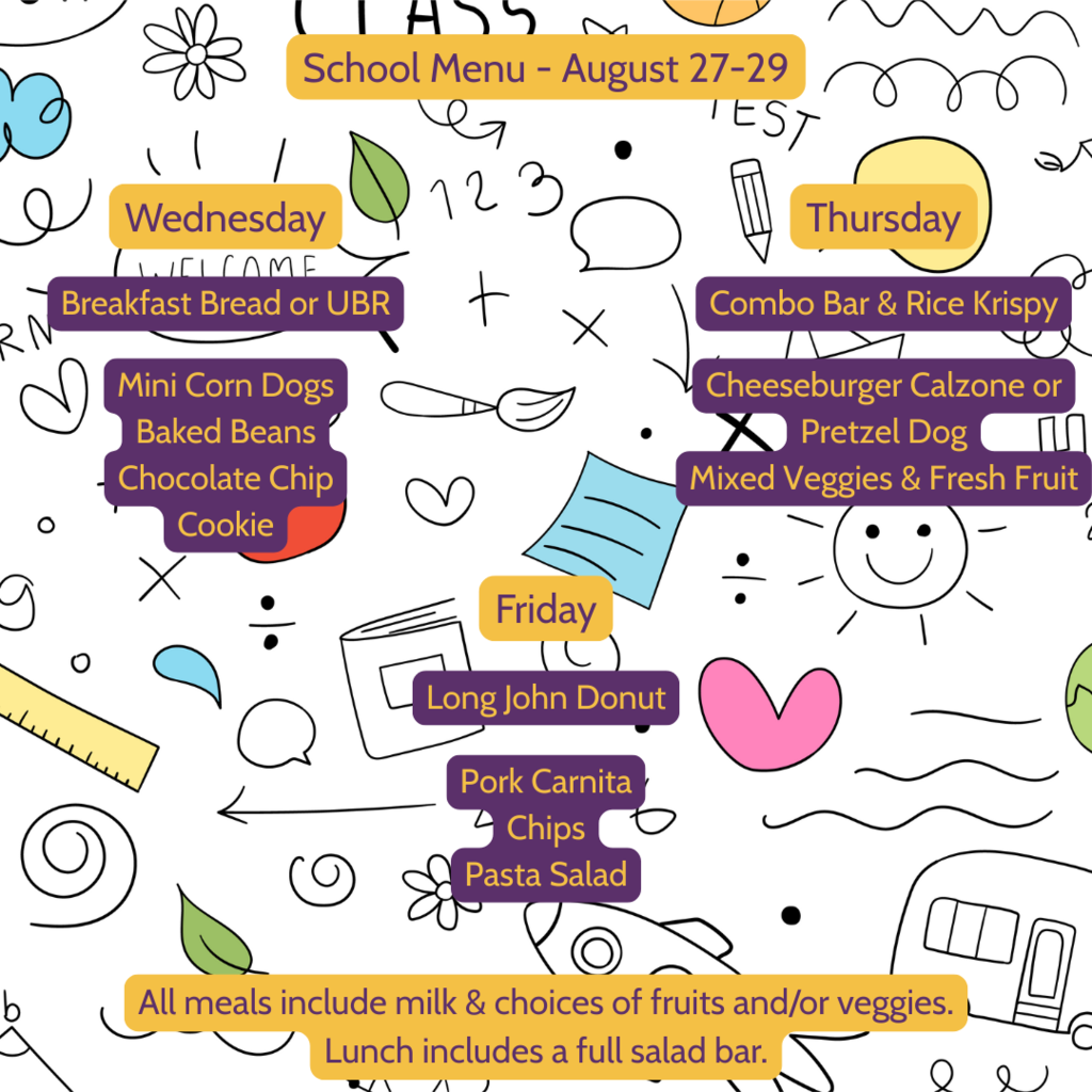 School Menu - August 27-29