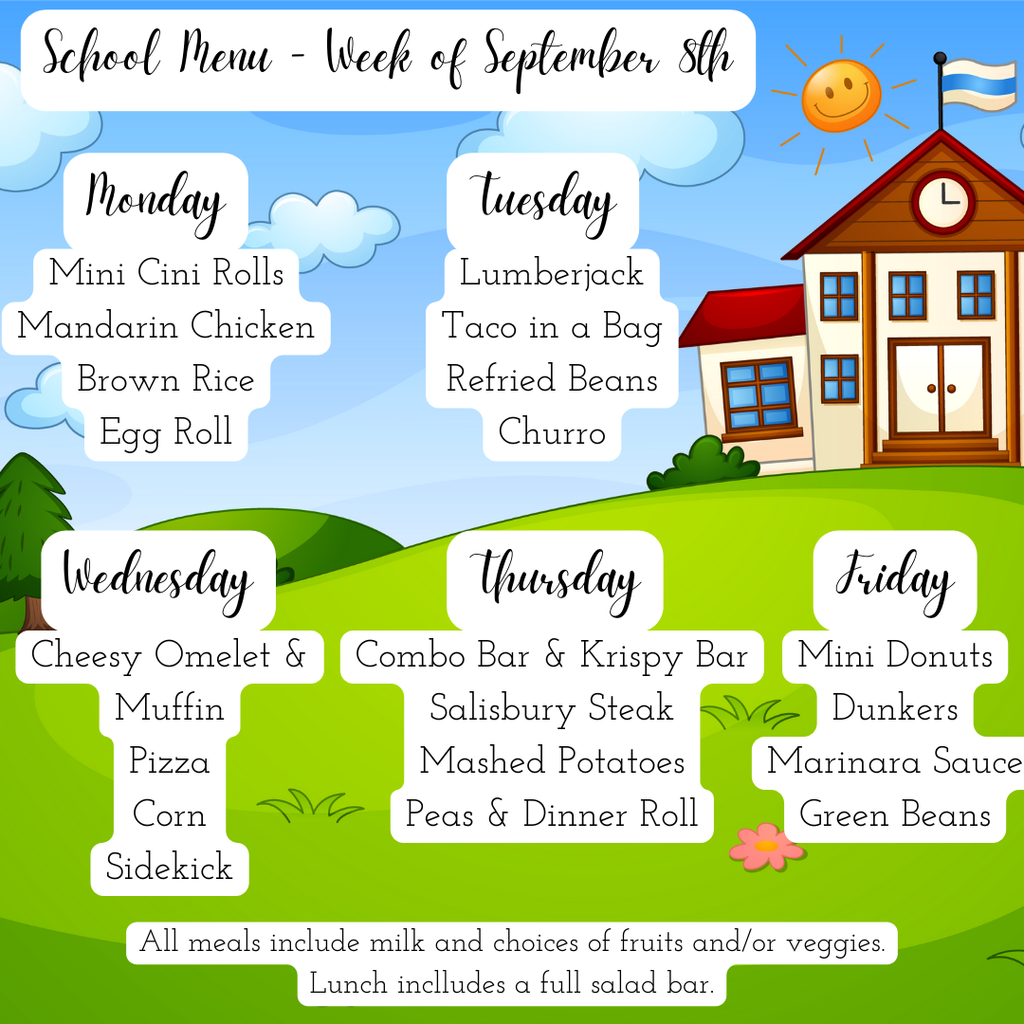 School Menu - Week of September 8th