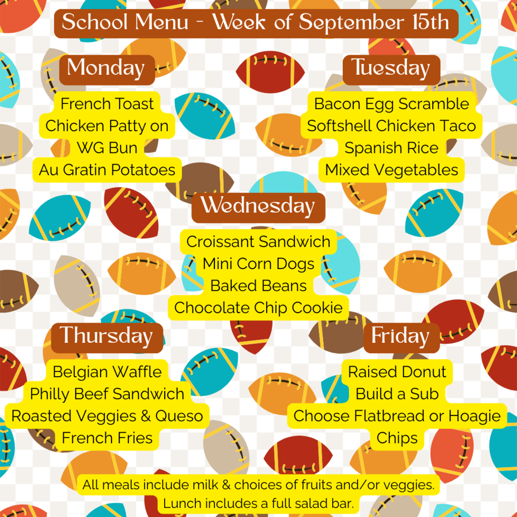School Menu - Week of September 18th