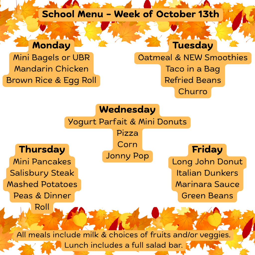 Menu-Week of Oct 13