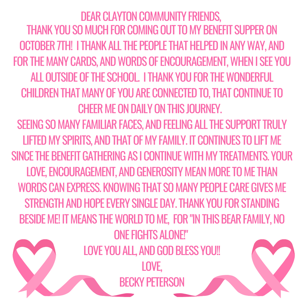 Thank you from Ms. Peterson