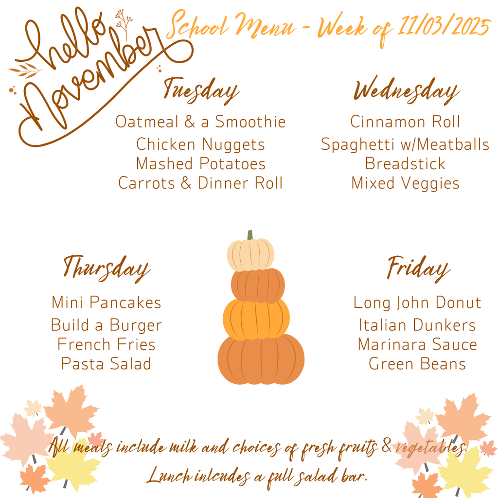 School Menu - Week of 11032025