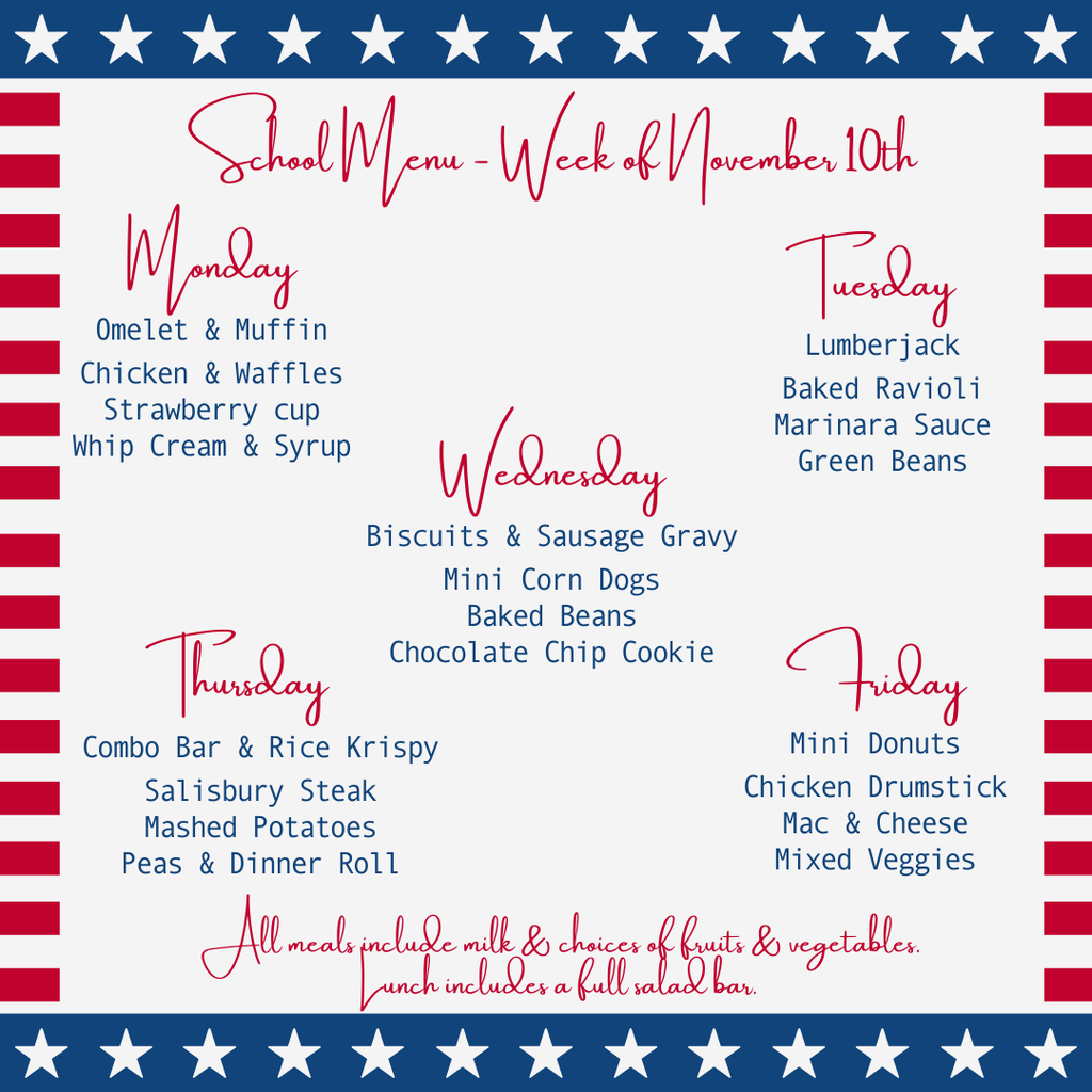School Menu - Week of November 10th