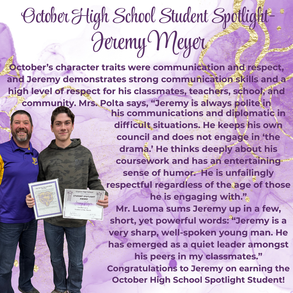 October Student Spotlight Jeremy Meyer