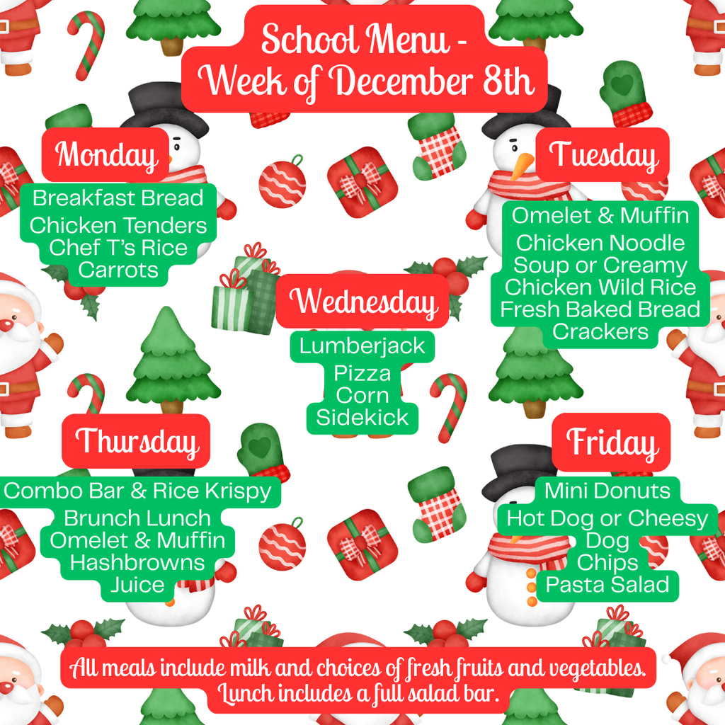 School Menu - Week of December 8th