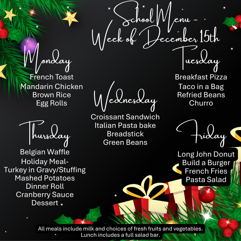 School Menu - Week of 12:15