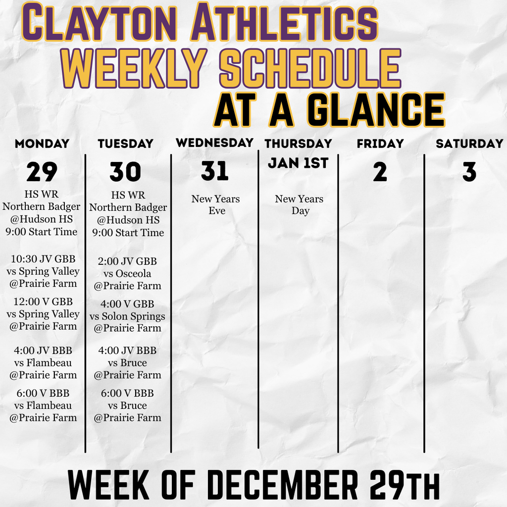 122925 Weekly Athletics