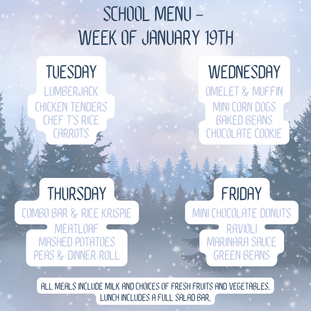 Menu Week of January 19th