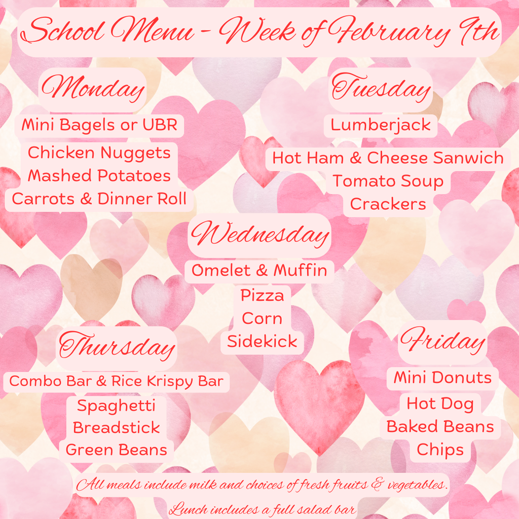 Menu-Wk of February 9th