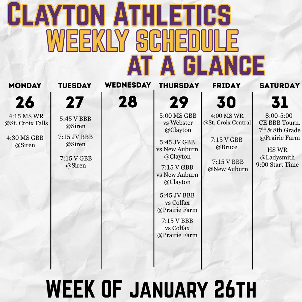 012626 Weekly Athletics