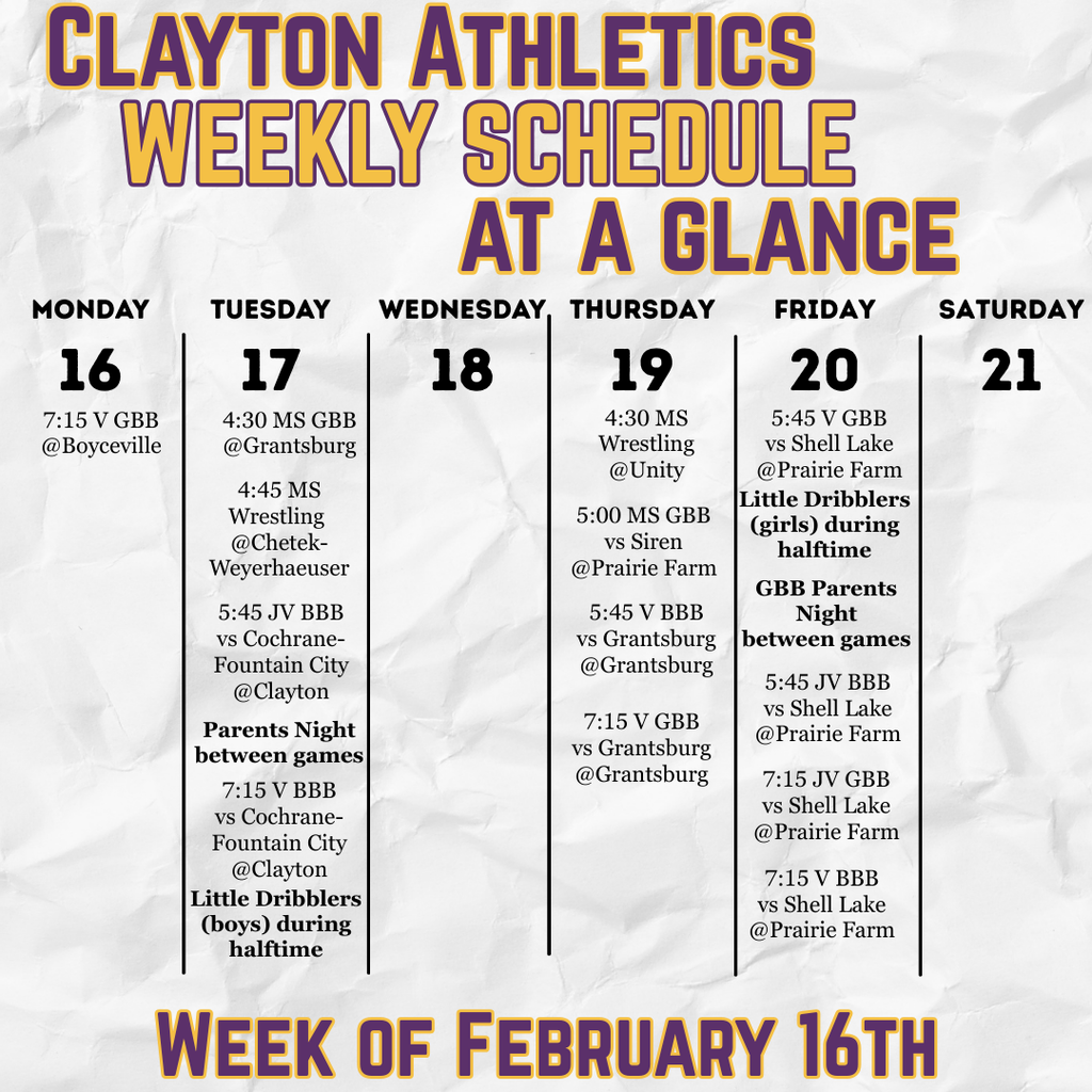 Updated Week at a Glance 021626