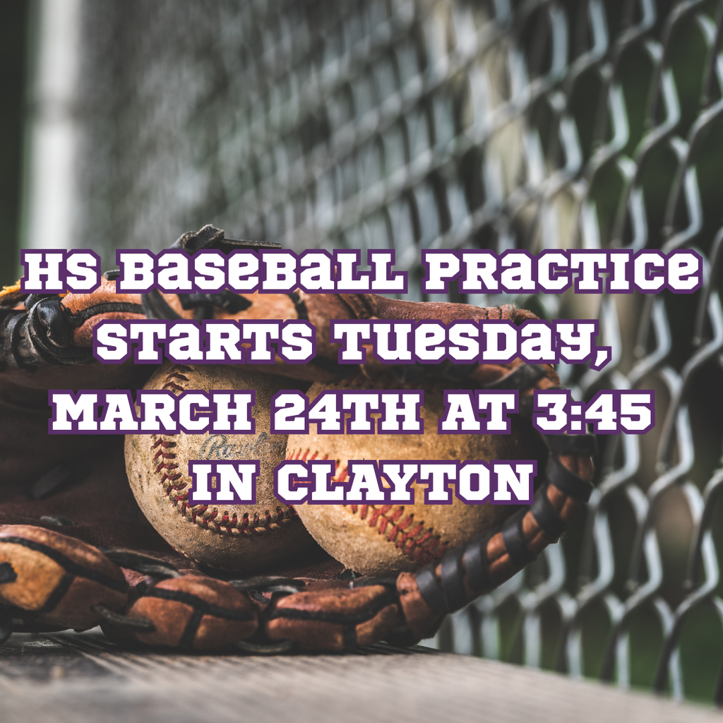 Baseball Practice starts on Tuesday