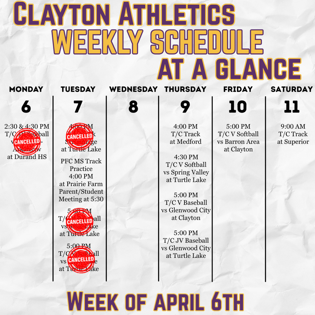 Updated 040626 Weekly Schedule