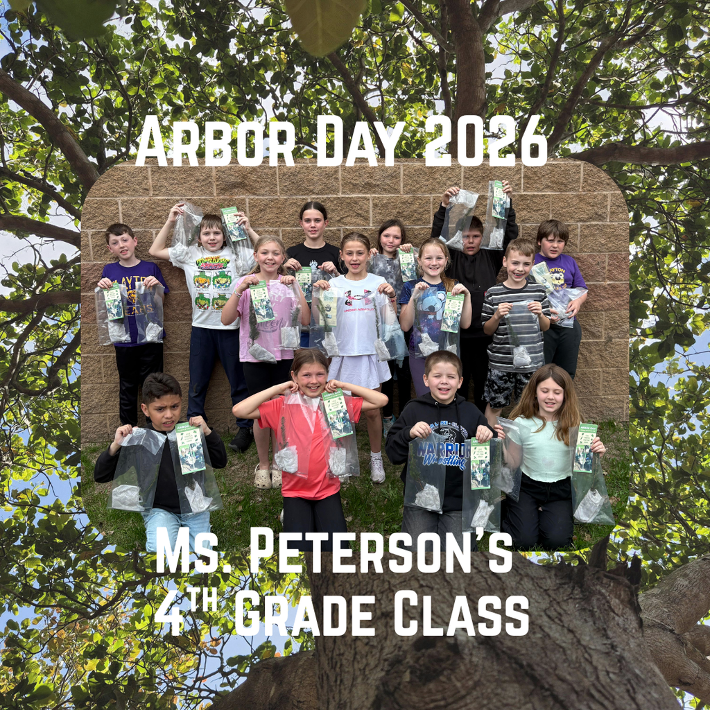 Ms. Peterson's 4th Grade class with their trees