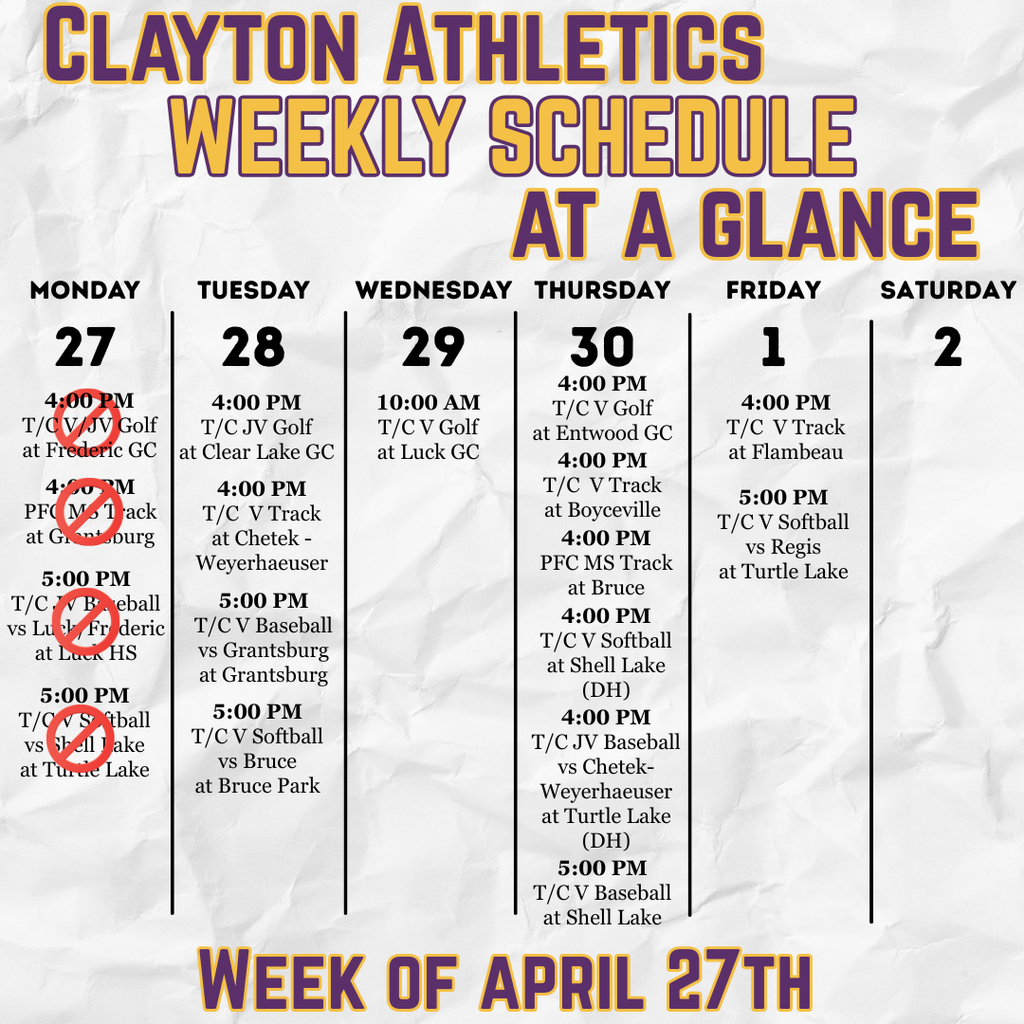 Updated 042726 Weekly Athletic Schedule