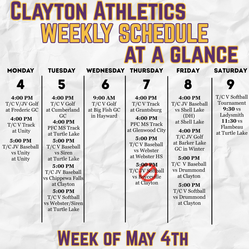 Updated schedule