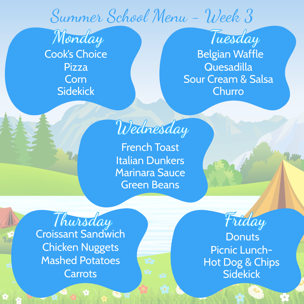 Summer School Menu - Week 3