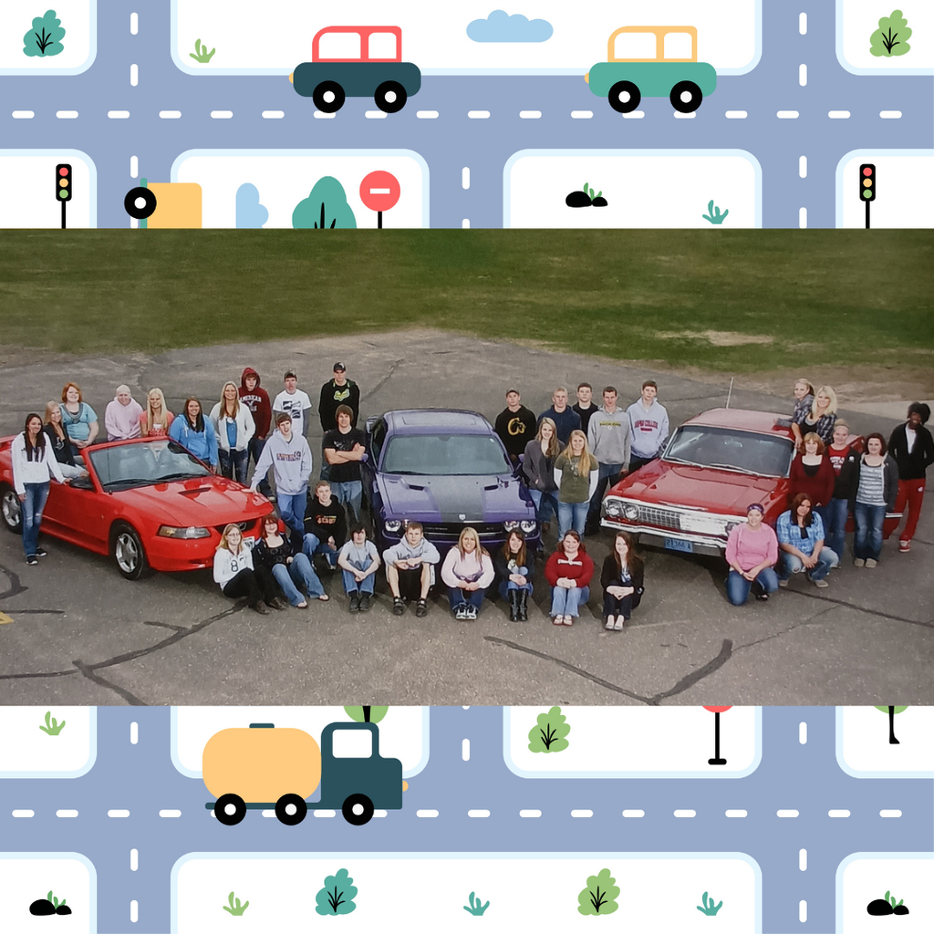 Class of 2011 Senior picture with 3 cars