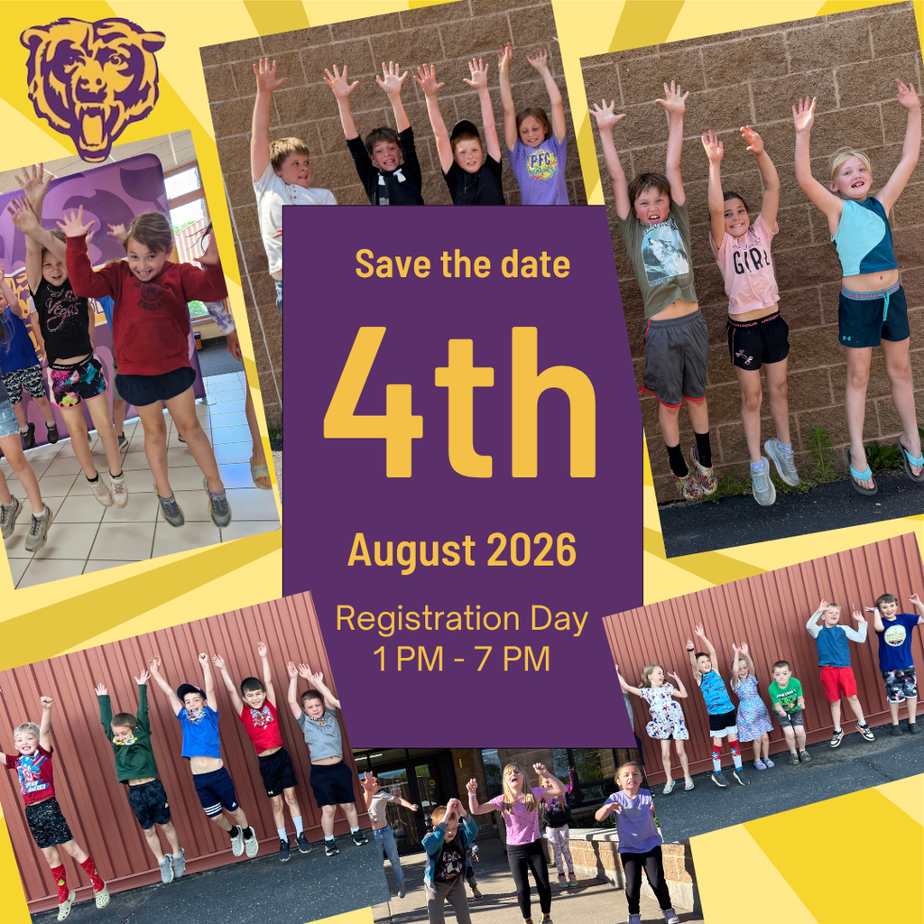 Save the date photos will students jumping. Registration day August4, 1-7 pm