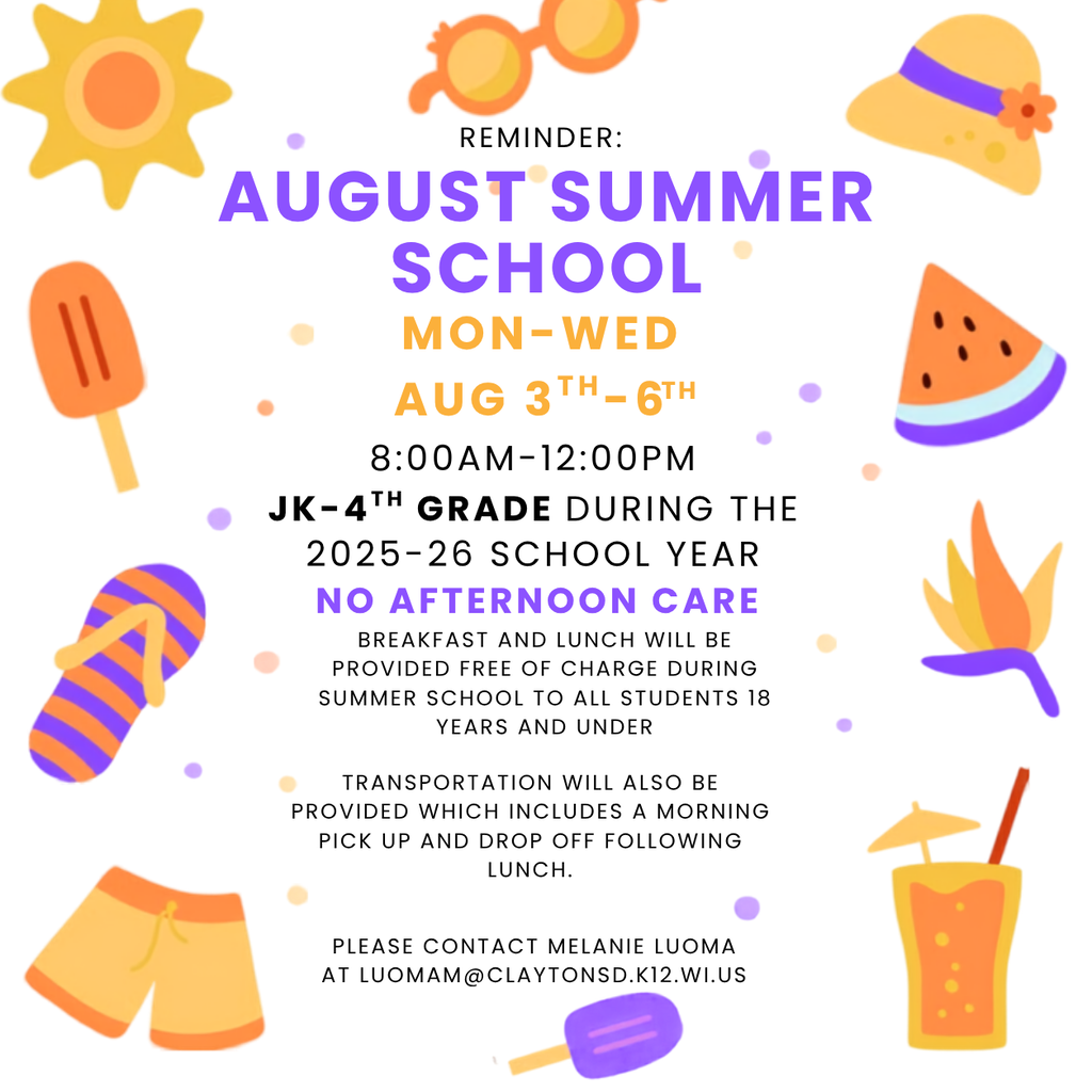Graphic of a reminder of upcoming Summer School. Summer school starts Aug 3rd to the 6th