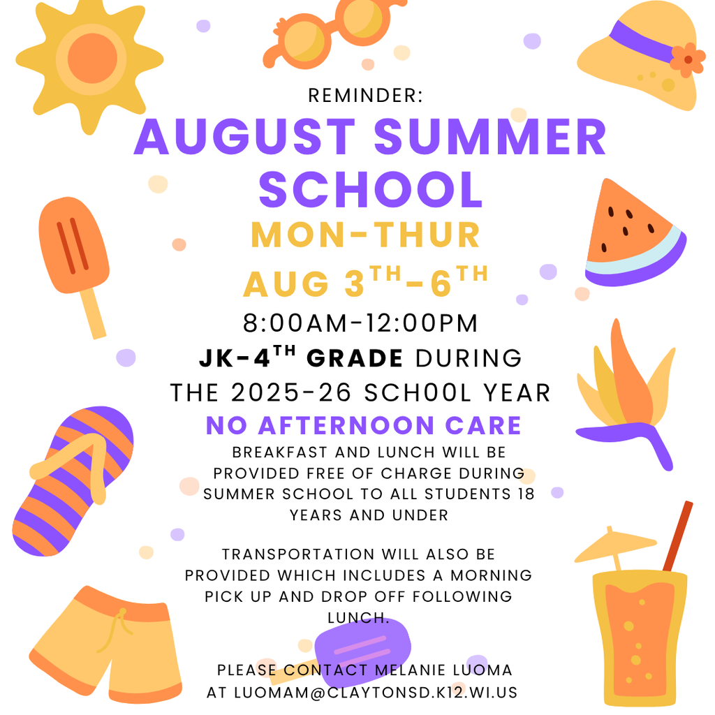 August Summer School information August 3rd-6th