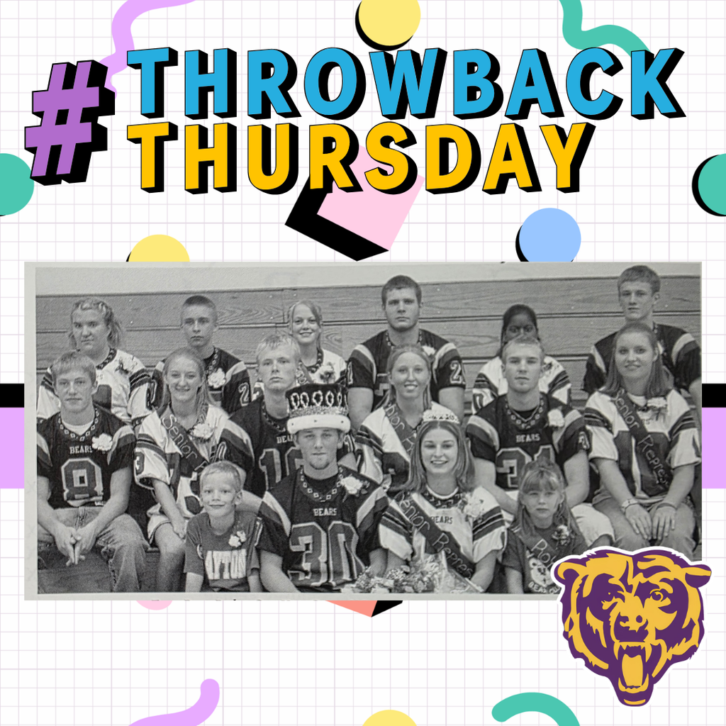 A picture of students that are on the homecoming court.It has the graphic throwback Thursday on the top.