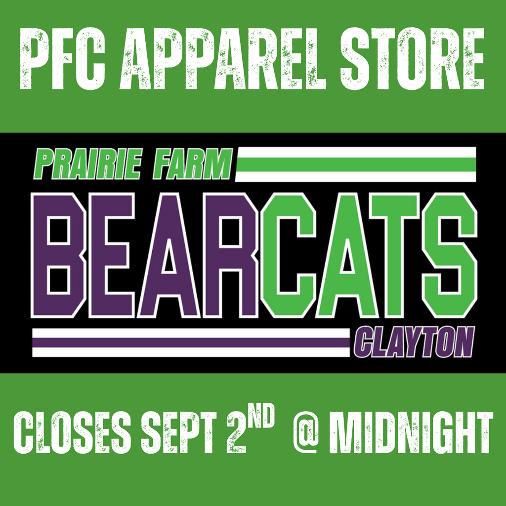 PFC Apparel Store Prairie Farm/ Clayton Bearcats Logo Closes Sept 2nd @ Midnight